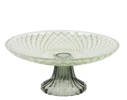 [4-647877] PLAT A TARTE EN VERRE TRANSPARENT AVEC RELIEF - dia25.00-H10.50cm