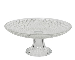 [4-647878] PLAT A TARTE EN VERRE TRANSPARENT AVEC RELIEF - dia20.00-H9.00cm