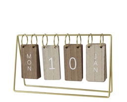 [4-809496] CALENDARIO MESA - MADERA Y METAL - L24.00-W6.00-H14.00cm