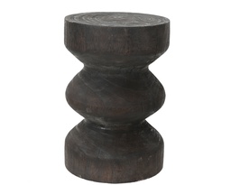 [4-833278] ***SIDE TABLE PAULOWNIA WOOD DARK BROWN dia25.00-H37.00cm