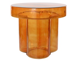 [4-866246] ***SIDE TABLE GLASS AMBER dia45.00-H41.00cm