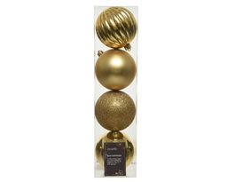 [4-021010] ***BAUBLES SHATTERPROOF SHINY-MATT-GLITTER LIGHT GOLD dia10.00cm