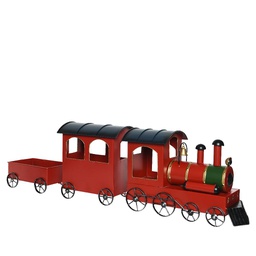 [4-386381] TRAIN EN MÉTAL - 3 WAGONS - 95X22CM - ROUGE