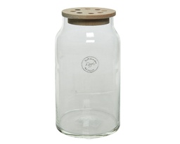 [4-868958] GL VASE WITH BEECHWOOD LID DIA11-H20CM