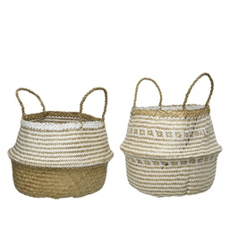 [4-838615] SEA GRASS BASKET W HANDLE 2ASS