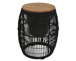 [4-840754] MESA DECO SEVILLA NEGRO-C/MACETERO-EXTERIOR-D40X49CM