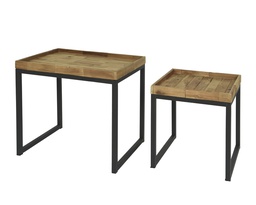 [4-842144] TABLES AUXILIAIRES EN BOIS ET PIEDS EN METAL - L36-W52-H48CM