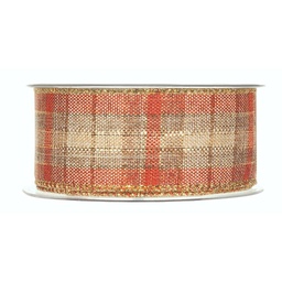 [PV-3299M] SCOTTISH RIBBON MM40X10MT GOLD/ORANGE