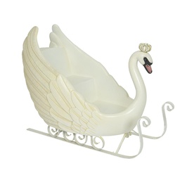 [4-530157] CYGNE TRAINEAU EN FIBRE - BLANC -98X55CX74CM