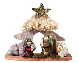 [4-590010] NATIVITY SET TERRACOTTA L20-W8-H16.50CM