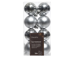 [4-021776] ASSORTIMENT DE BOULES DE NOEL EN PLASTIQUE - ARGENT - DIA4CM