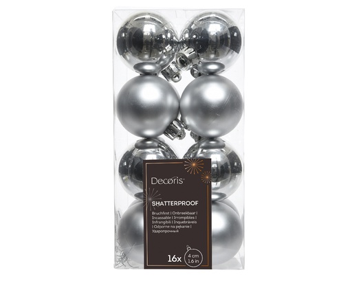 ASSORTIMENT DE BOULES DE NOEL EN PLASTIQUE - ARGENT - DIA4CM