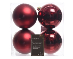 [4-022168] BOULES DE NOEL EN PLASTIQUE - ROUGE SANGUIN - DIA10CM