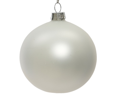 BOULE DE NOEL EN PLASTIQUE - MAT - BLANC HIVERNAL - DIA15CM