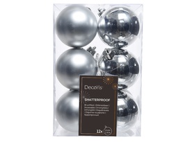 [4-021831] ASSORTIMENT DE BOULES DE NOEL EN PLASTIQUE - ARGENT - DIA6CM