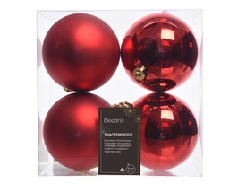 [4-022167] BOULES DE NOEL EN PLASTIQUE - ROUGE - DIA10CM