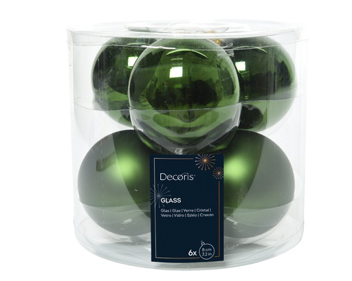 BOULES DE NOEL EN VERRE - VERT SAPIN - DIA8CM