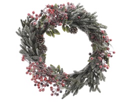 [4-685140] DECO WREATH BERRIES SNOW DIA40-H9CM