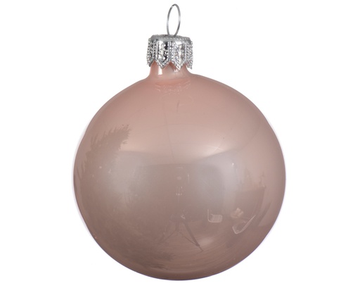 BOULE DE NOEL EN PLASTIQUE - ROSE PALE - dia15.00cm