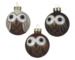 [4-060701] BAUBLE GLASS OWL DIA6CM